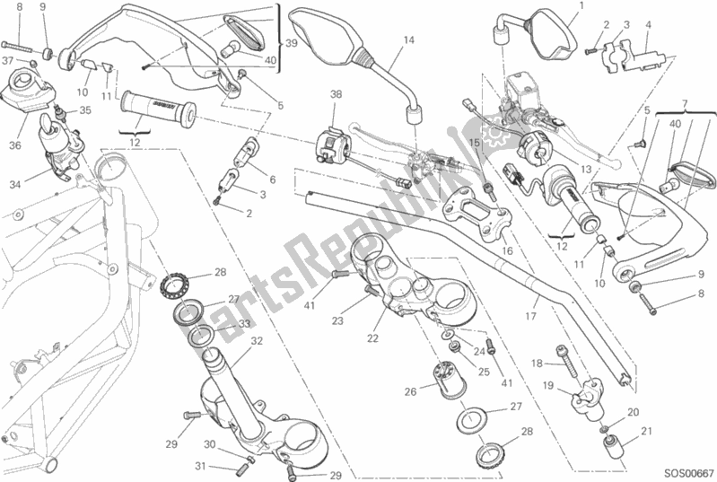 Todas as partes de Guiador E Controles do Ducati Hypermotard Thailand 821 2015